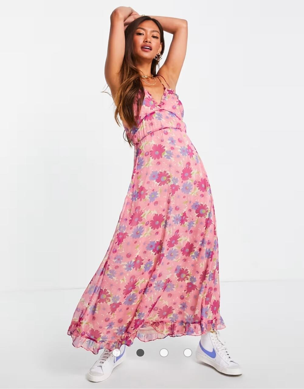 Mango MNG Floral Printed Strap Dress. Size L. Ret $98.
